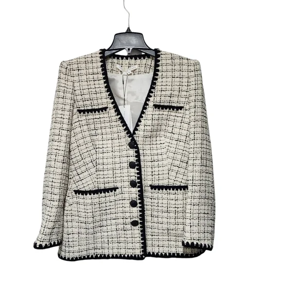 Veronica Beard Albia tweed jacket size 6 black and white new with tag